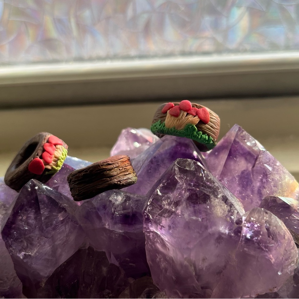 Handcrafted Woodland Hair Bead Set | ring set